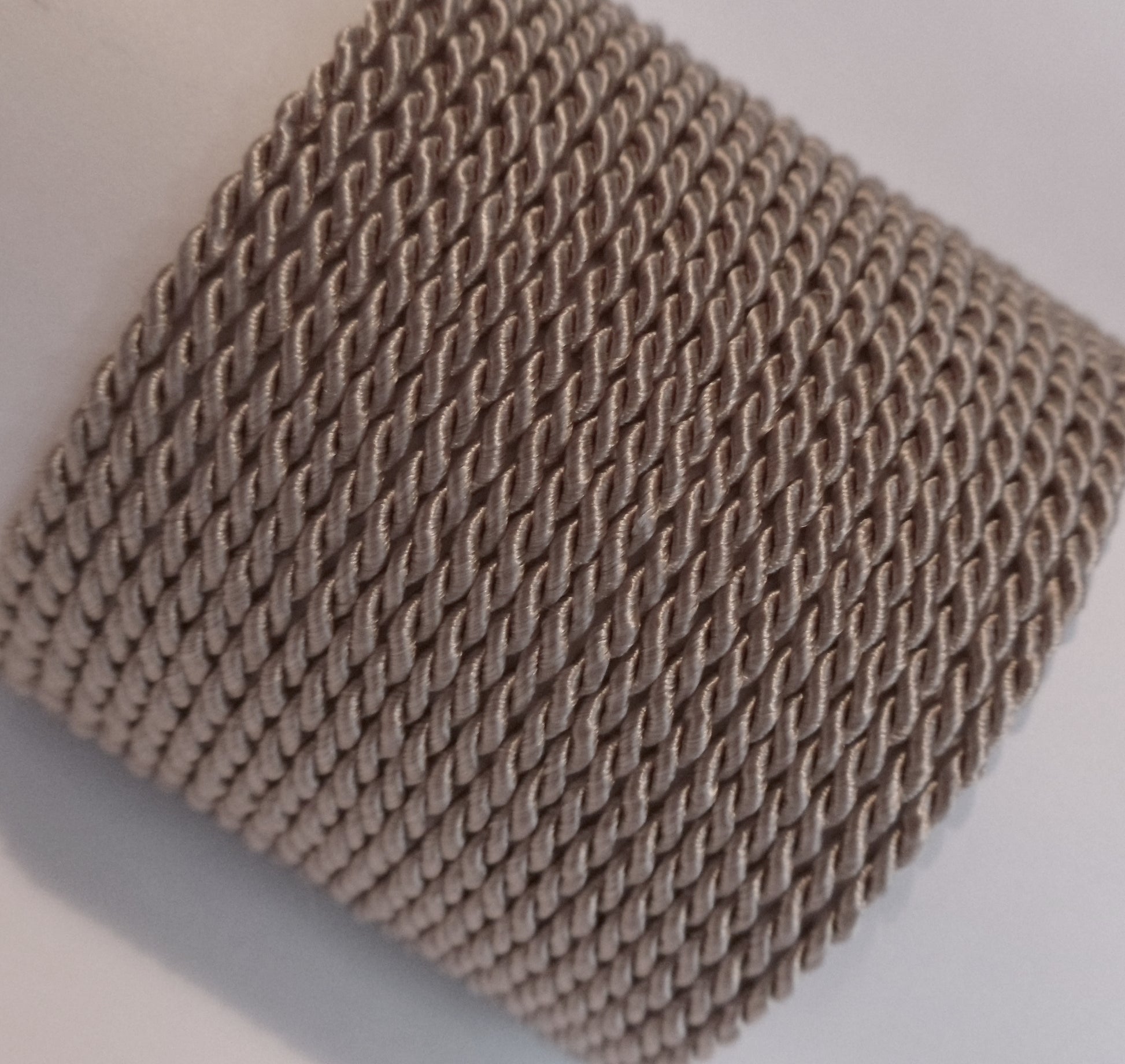 3.5mm cappuccino brown twisted cord; rich coffee-toned braided trim for furniture edging and craft projects