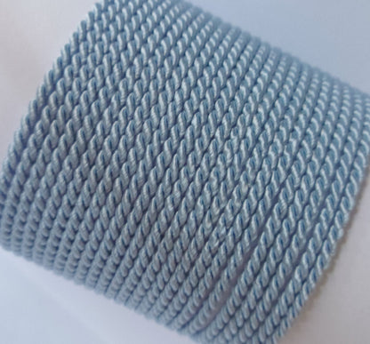3.5mm cashmere blue twisted cord; soft pastel blue rope for nursery decor, baby shower gifts, and delicate jewellery