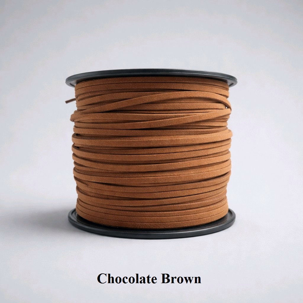 3mm chocolate brown faux suede cord; deep brown vegan leather lacing for sturdy bracelets and garment trim
