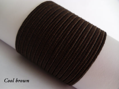 Cool brown 3mm soutache, ash-toned flexible cord for modern jewellery making and garment detailing