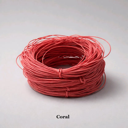 1mm coral waxed cotton cord; bright pink-orange waterproof string for tropical jewellery and coastal-themed crafts