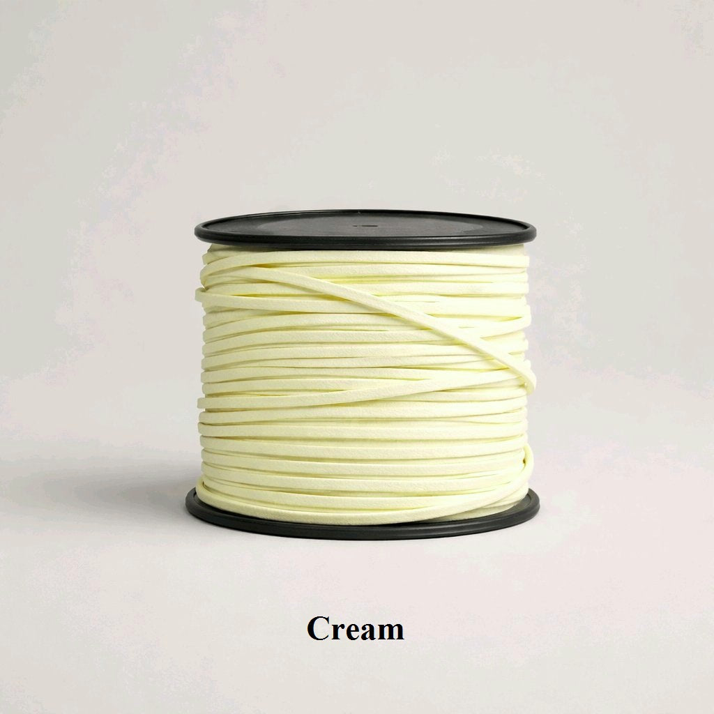 3mm cream faux suede cord; off-white vegan leather flat lacing for bridal crafts, neutral jewellery, and elegant wrap styles
