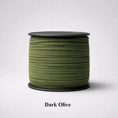 3mm dark olive green faux suede cord; deep moss vegan leather thread for sturdy jewellery and accessories
