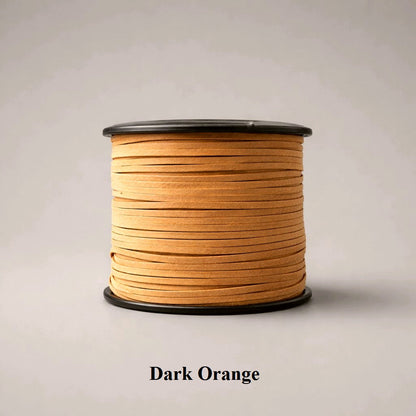 3mm dark orange faux suede cord; rich burnt orange vegan leather flat lacing for autumnal jewellery, rustic dreamcatchers, and sunset-toned boho accessories