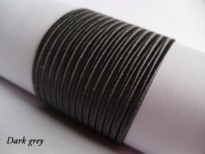 Dark grey charcoal soutache, 3mm flexible trim for slate-toned beadwork and modern fashion accents graphite anthracite