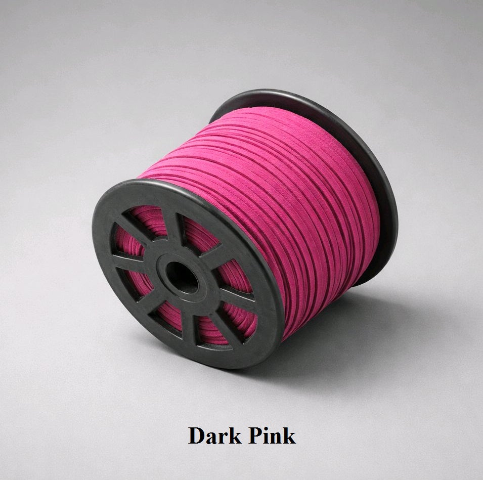 3mm dark pink faux suede cord; high-quality flat lacing for vibrant bracelets and hot pink accessory drawstrings.