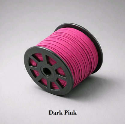 3mm dark pink faux suede cord; high-quality flat lacing for vibrant bracelets and hot pink accessory drawstrings.