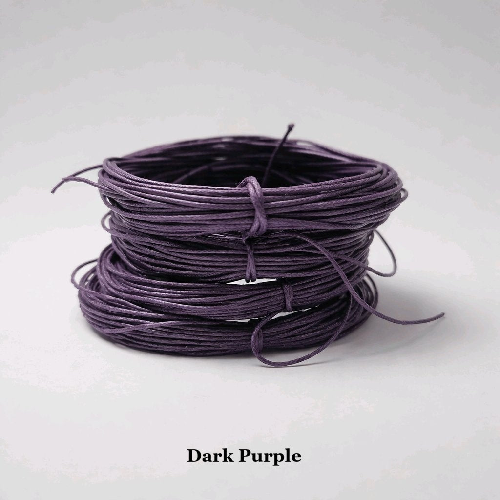 1mm dark purple waxed cotton cord; deep plum-toned polished cord for sophisticated jewellery and professional knotting