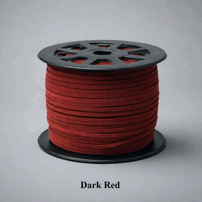 3mm dark red faux suede cord; deep crimson flat leather alternative for rustic gift wrapping and garment fringe