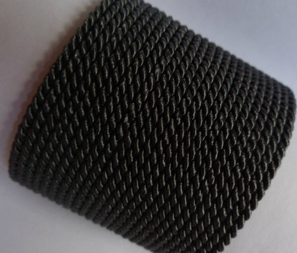 3.5mm dark grey twisted cord; charcoal-toned decorative trim for fashion embellishment and piping on accessories