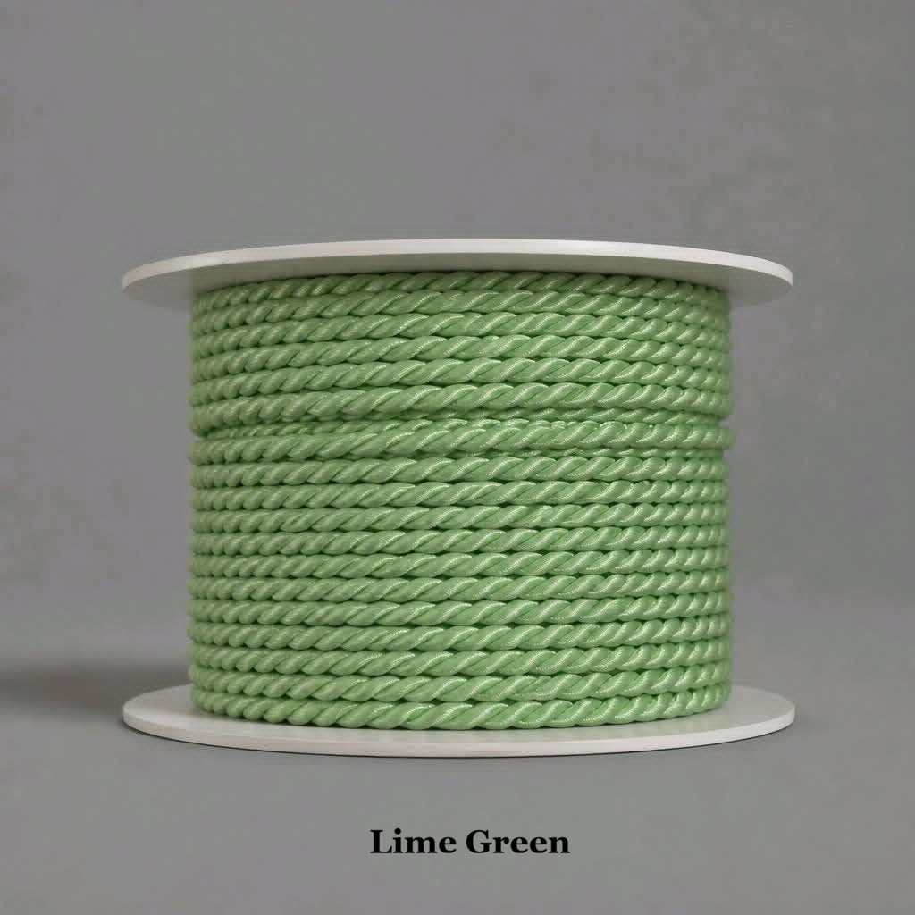Lime green 3.5mm twisted cord, toned light pastel green accent rope for contemporary bag accents and crafts