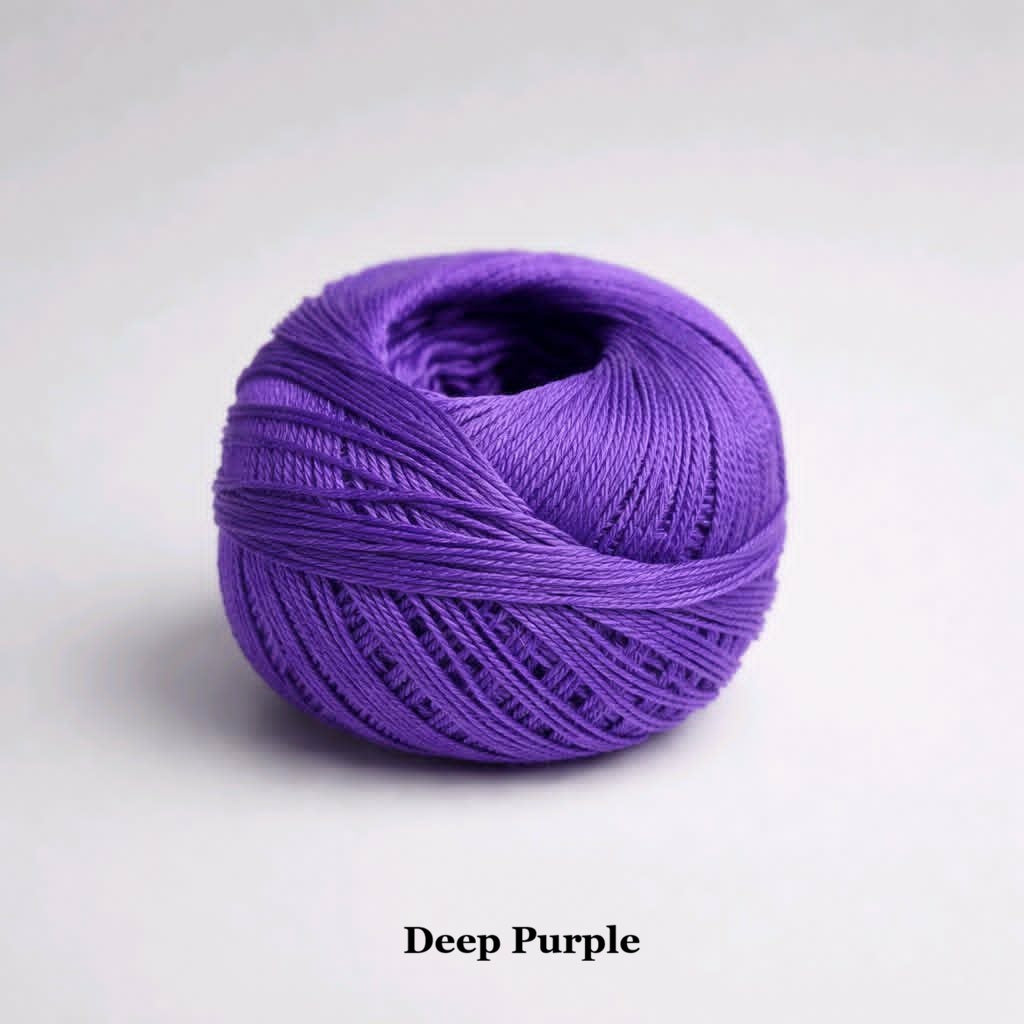 Deep purple size 10 mercerized cotton crochet thread for rich, structured lacework