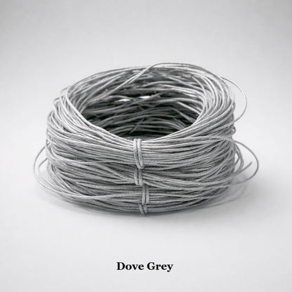 1mm dove grey waxed cotton cord; neutral light grey waterproof string for contemporary jewellery and craft repairs.