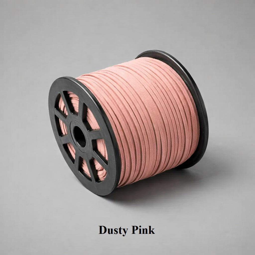 3mm dusty pink faux suede cord; muted rose vegan leather trim for vintage-style dreamcatchers and jewelry design