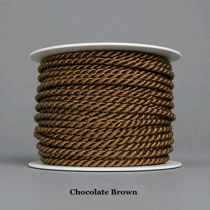 Deep chocolate brown 3.5mm twisted cord, strong viscose-poly blend for rustic bag design