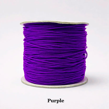 Rich deep purple 1mm nylon-covered elastic. A regal, dark-toned thread that holds knots securely for professional-grade amethyst or crystal bead bracelets