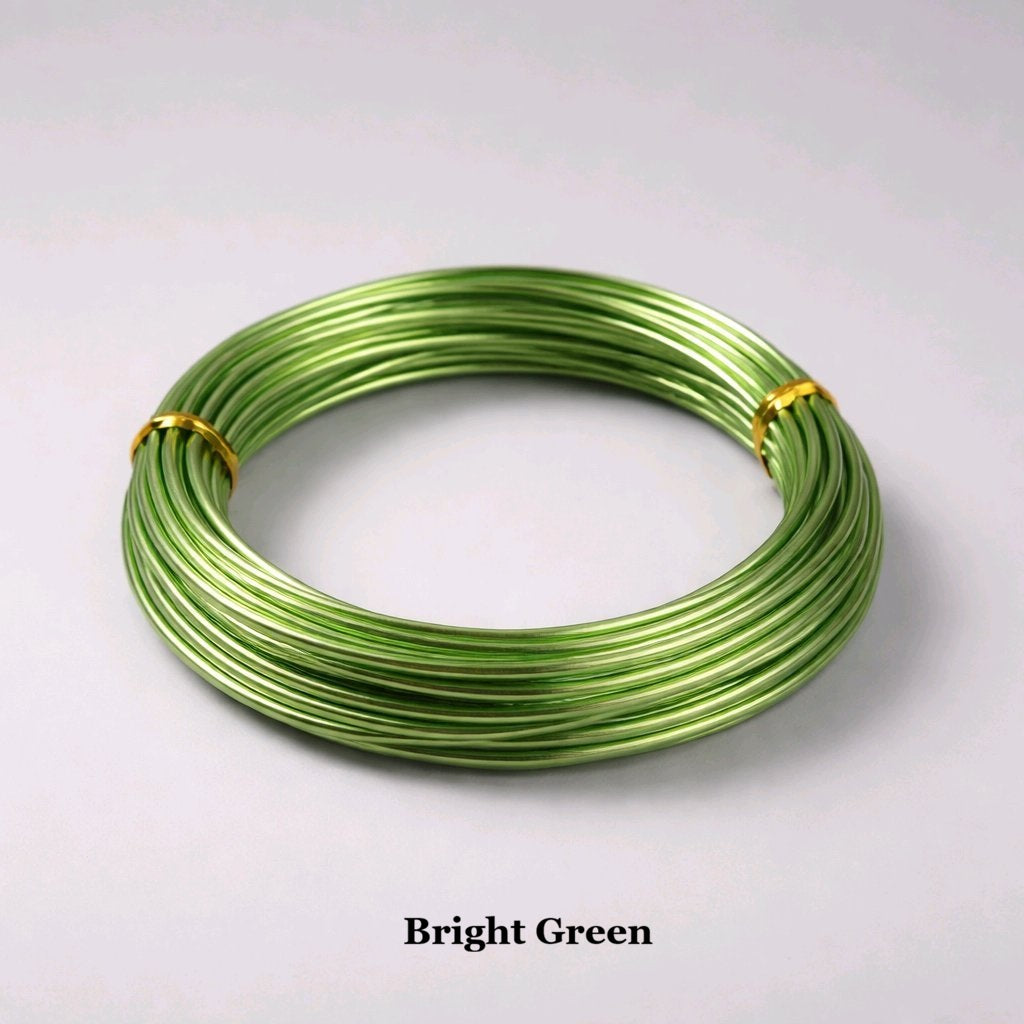 2mm bright green aluminium bonsai wire, flexible anodized garden training wire