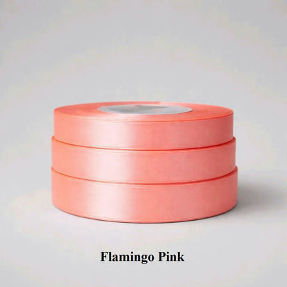 12mm flamingo pink satin ribbon; bright coral-pink trim for tropical-themed parties and vibrant papercraft
