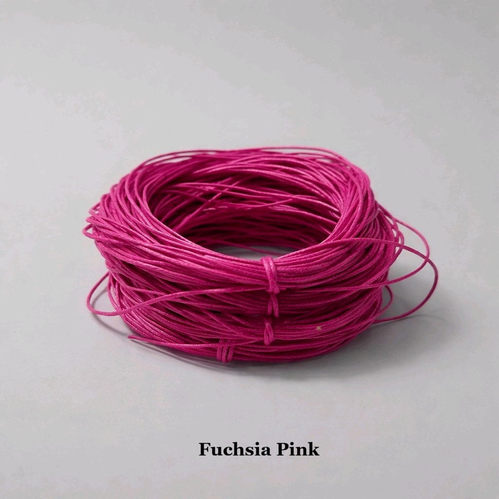 1mm fuchsia pink waxed cotton cord; vibrant magenta beading thread for statement jewellery and hot pink macramé