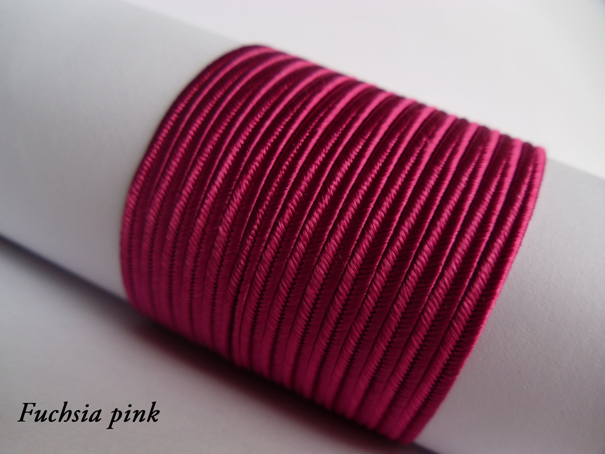 Bright fuchsia pink soutache braid, vibrant 100% viscose cord for bold statement earrings and decorative trims