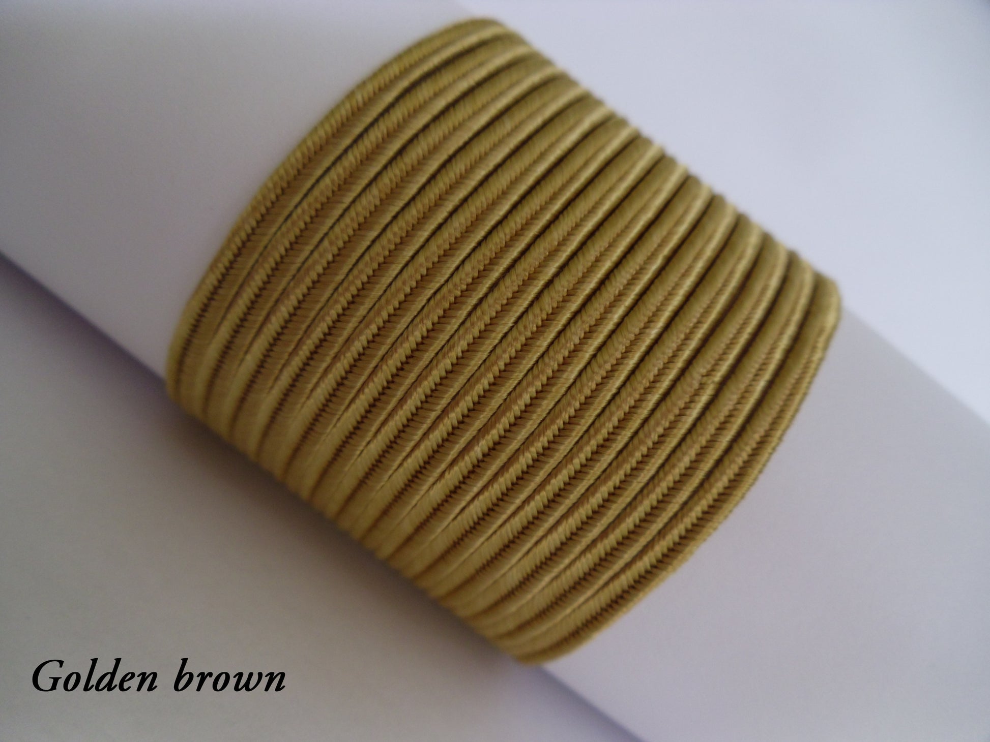 Golden brown viscose soutache, shimmering 3mm cord for warm-toned jewellery sets and jacket embellishments