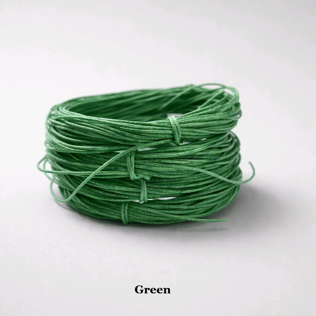 1mm classic green waxed cotton cord; emerald-green polished cord for holiday decorations and botanical jewellery