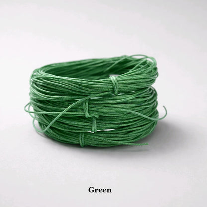1mm classic green waxed cotton cord; emerald-green polished cord for holiday decorations and botanical jewellery