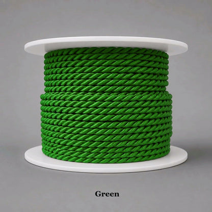 Classic green 3.5mm twisted cord trim, durable viscose blend for botanical-themed home decor