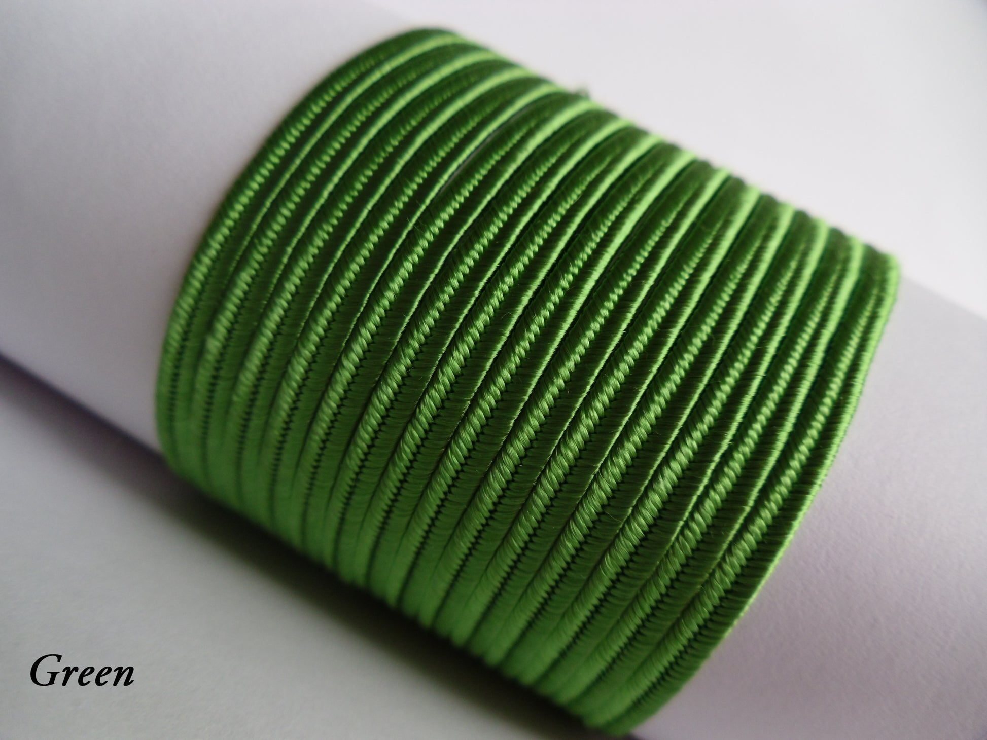 Classic green soutache cord, 3mm mid-tone green viscose for versatile jewellery making and crafts