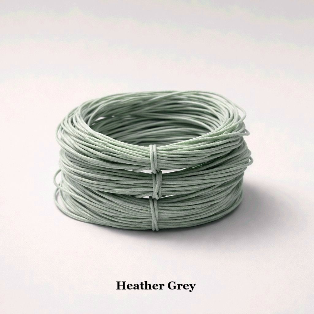 1mm heather grey waxed cotton cord; soft marled grey jewellery thread for modern minimalist necklaces and bracelets