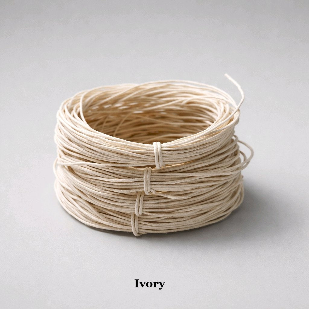 1mm ivory waxed cotton cord; cream-toned waterproof beading thread for bridal jewellery and minimalist cream macramé bracelets