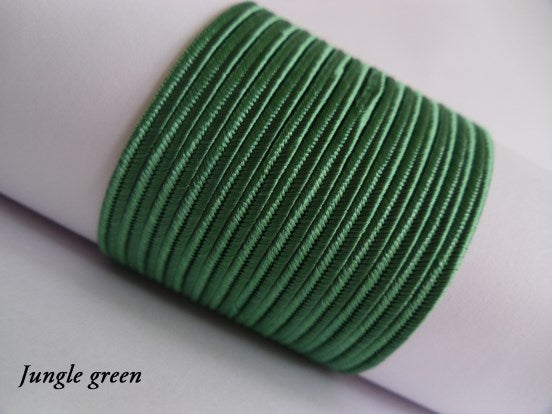 Deep jungle green soutache braid, 3mm rich tropical-toned viscose cord for nature-inspired jewellery, botanical bead embroidery, and lush garment detailing