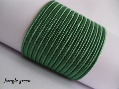 Deep jungle green soutache braid, 3mm rich tropical-toned viscose cord for nature-inspired jewellery, botanical bead embroidery, and lush garment detailing