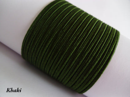 Khaki olive-drab soutache braid, 3mm matte-finish viscose for military-style embellishments and earthy jewellery