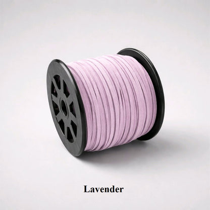 3mm lavender faux suede flat cord; flexible synthetic leather thread for purple jewellery designs and craft accents