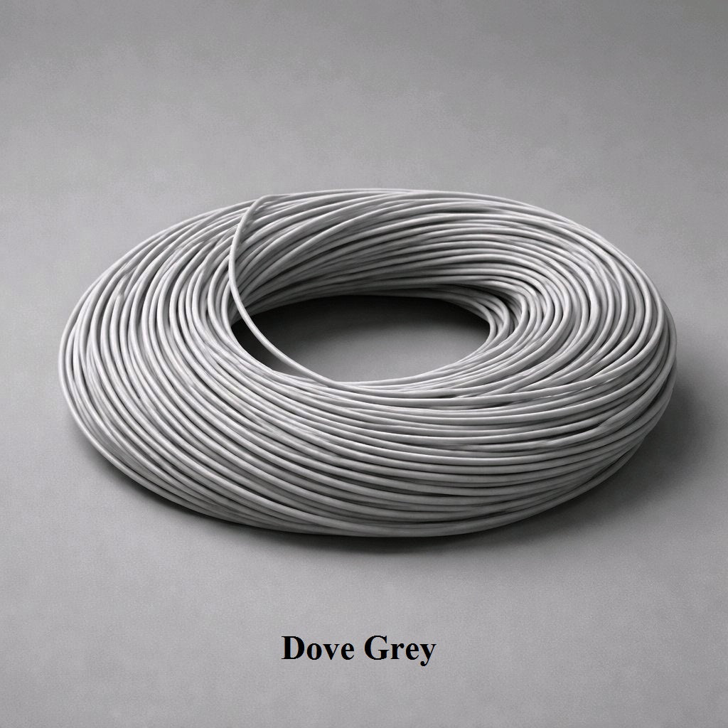 2mm dove grey leather cord; soft grey round cowhide string for contemporary jewellery design and high-end fashion embellishments