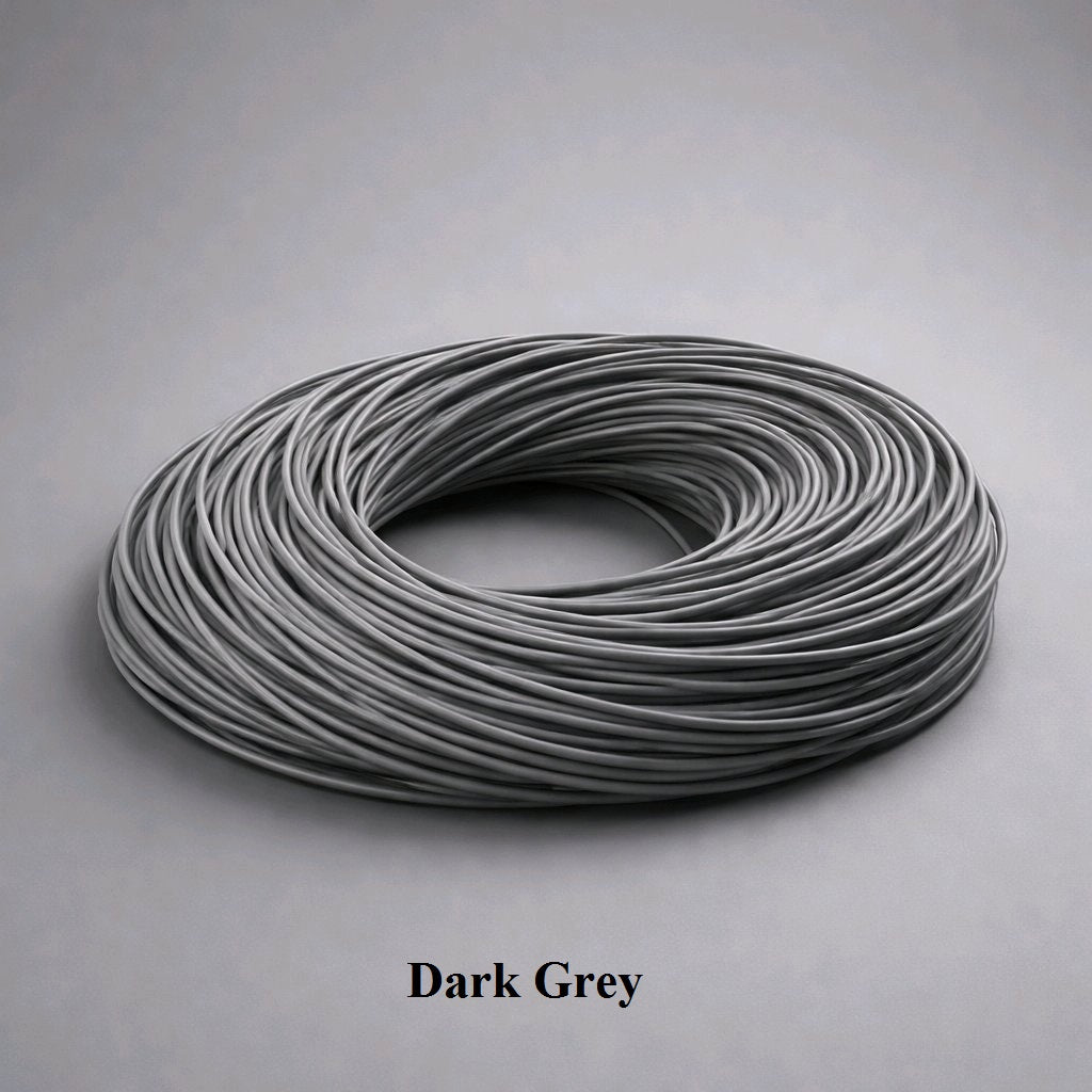 mm dark grey round leather cord; charcoal genuine cowhide cord for modern necklaces, jewellery stringing, and custom clothing accents.
