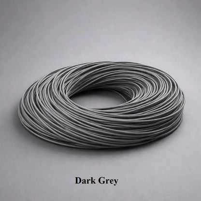 mm dark grey round leather cord; charcoal genuine cowhide cord for modern necklaces, jewellery stringing, and custom clothing accents.