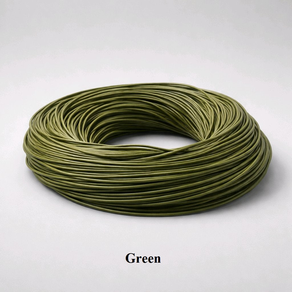 2mm green round leather cord; vibrant forest green genuine cowhide string for nature-inspired jewellery, botanical crafts, and unique leatherwork