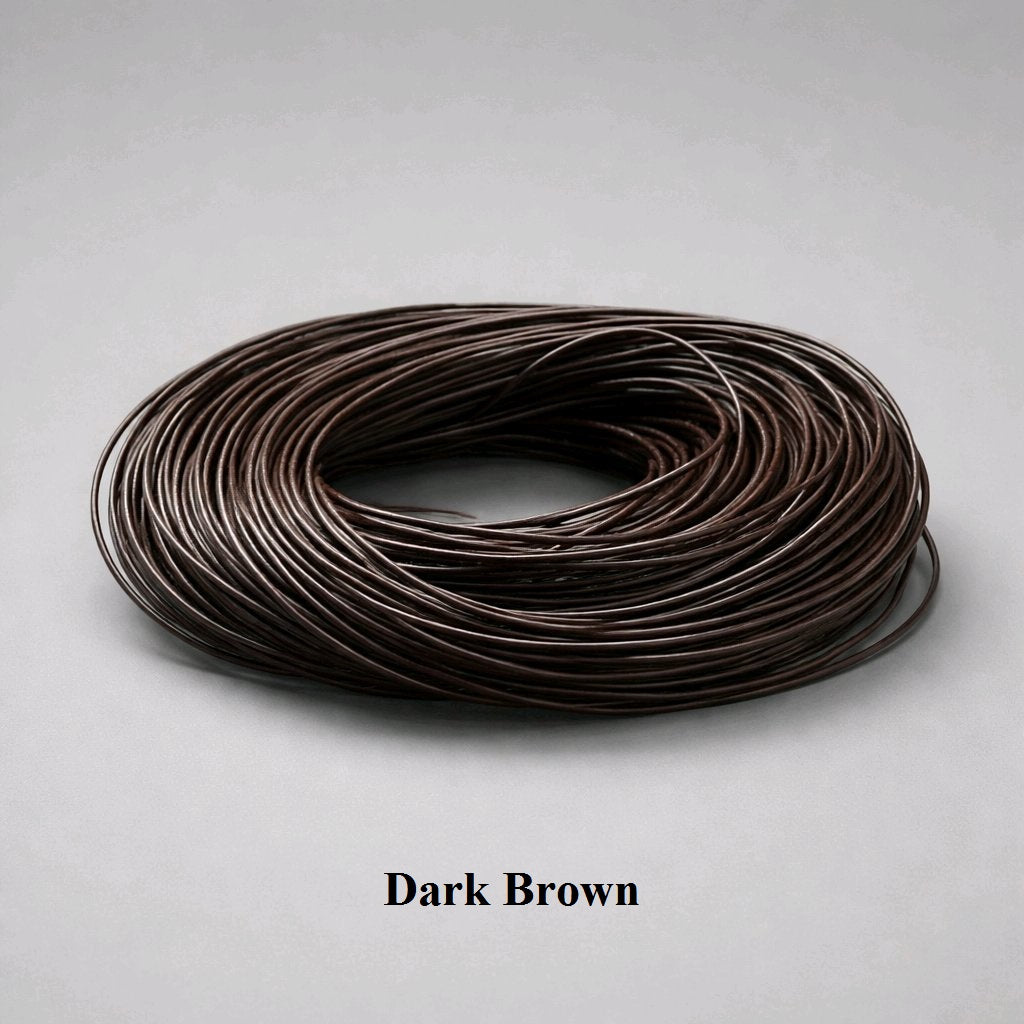 2mm dark brown round leather cord; espresso-coloured genuine cowhide string for professional-grade wrap bracelets and leather-bound chokers