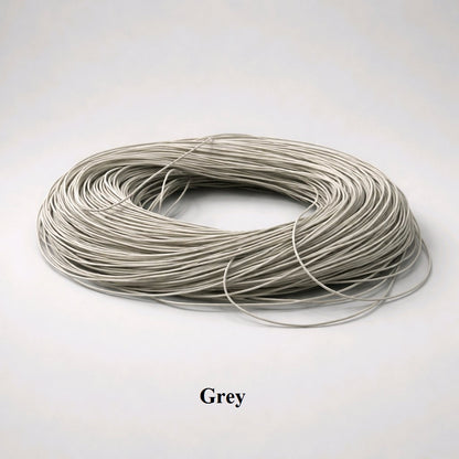 1mm grey leather cord; neutral slate-toned genuine leather round cord for modern jewellery design, stone beading, and contemporary fashion accents