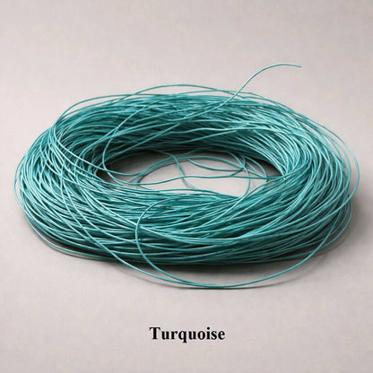 1mm turquoise round leather cord; vibrant teal-coloured round cowhide string for statement jewellery, southwestern crafts, and colourful wrap bracelets, sea ocean themed jewellery