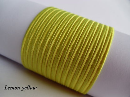 Bright lemon yellow soutache braid, 3mm vibrant citrus-toned viscose cord for cheerful jewellery designs and summer accessories