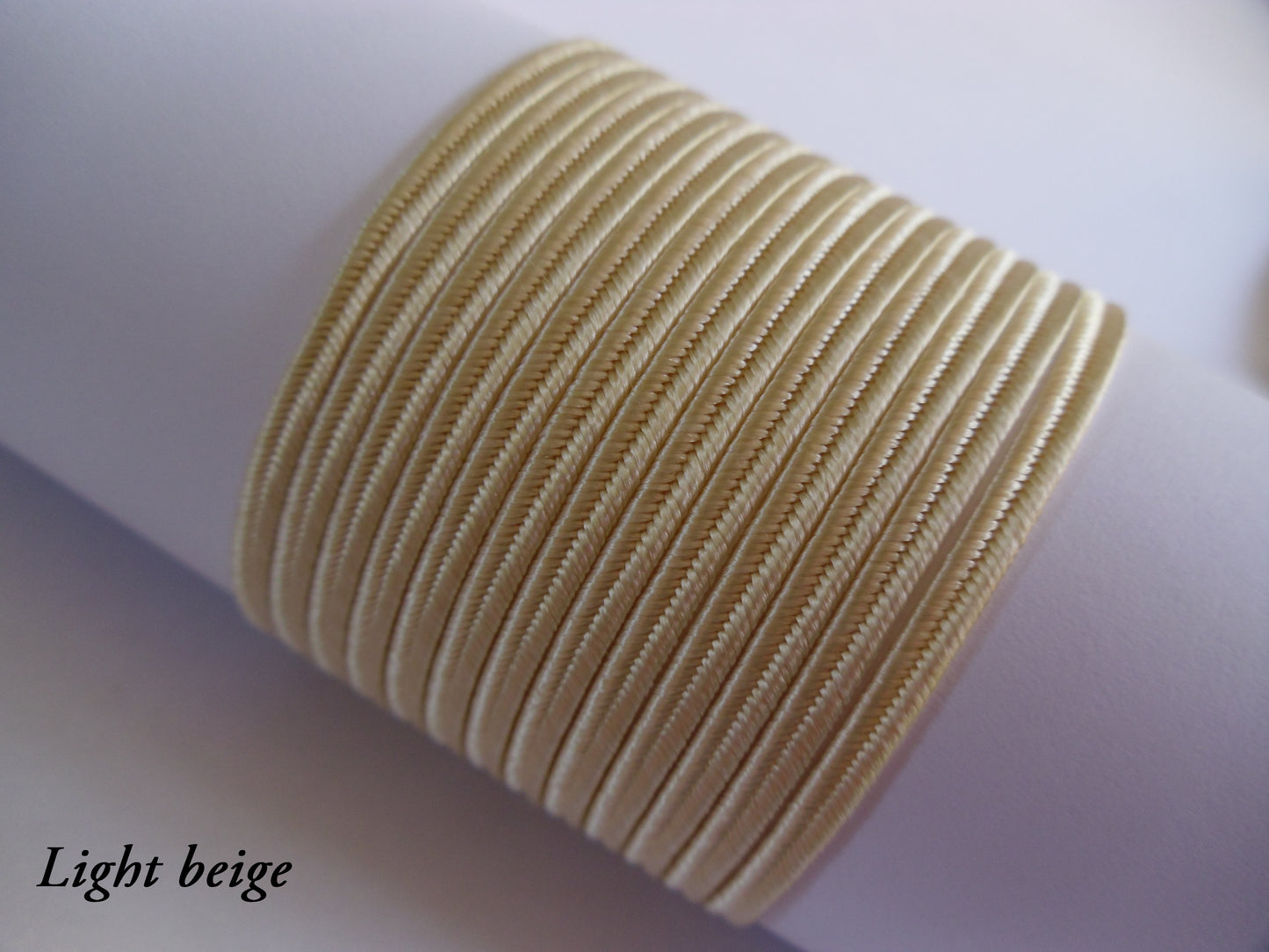 Light beige 3mm soutache trim, premium viscose material for neutral-toned bead embroidery and garment accents