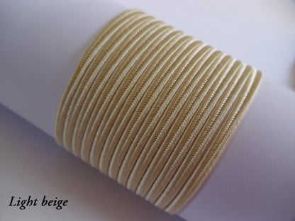 Light beige 3mm soutache trim, premium viscose material for neutral-toned bead embroidery and garment accents