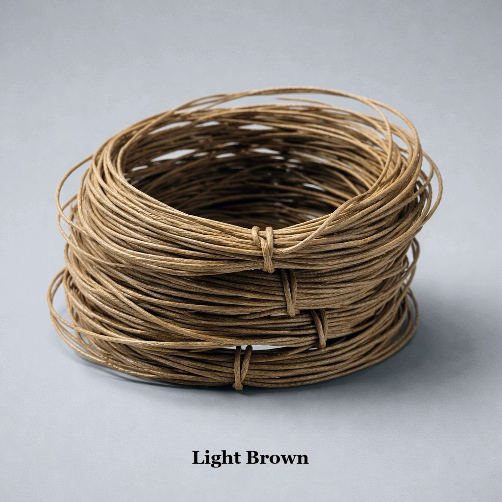 1mm light brown waxed cotton cord; tan-brown polished cotton string for earth-toned jewellery and secure bead knotting
