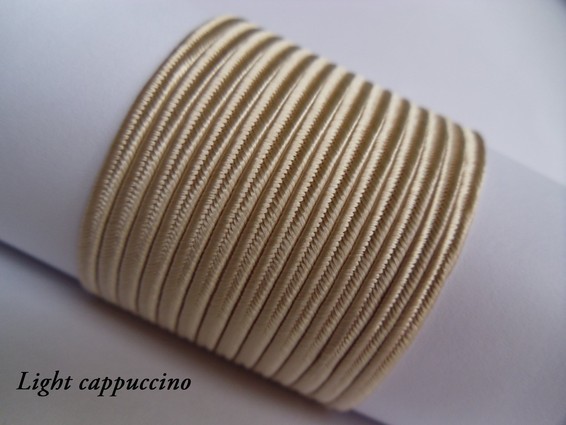 Light cappuccino soutache cord, flexible 3mm trim for earth-toned statement earrings and necklaces