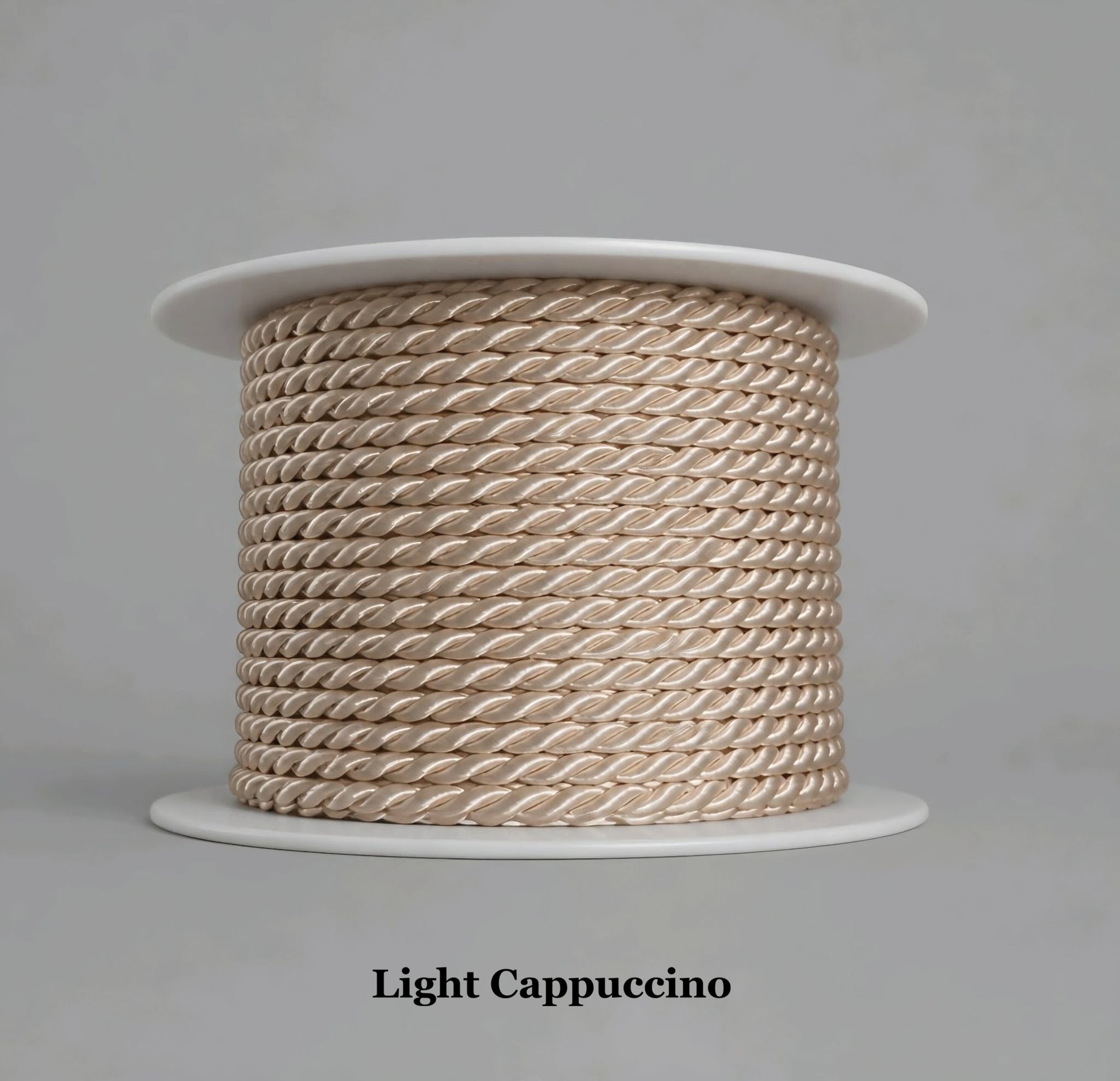 Light cappuccino 3.5mm twisted cord, soft neutral rope for handmade bags and boho style home accessories