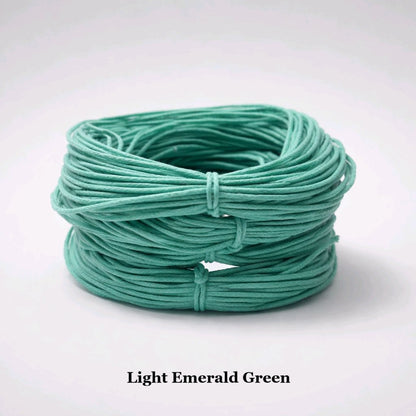1mm light emerald green waxed cotton cord; bright gemstone-green beading thread for high-contrast jewellery