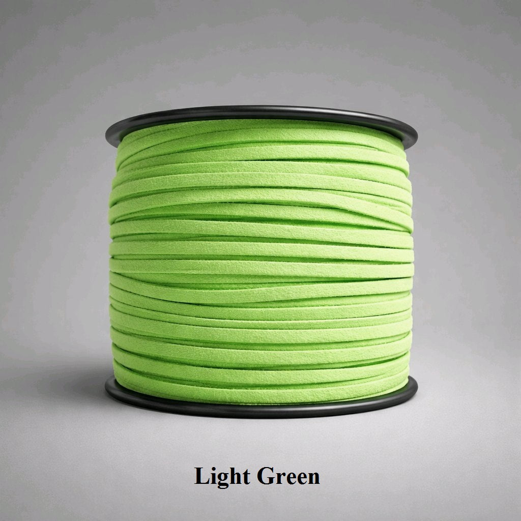 3mm light green faux suede cord; fresh lime-toned vegan leather thread for nature-inspired jewellery and trims